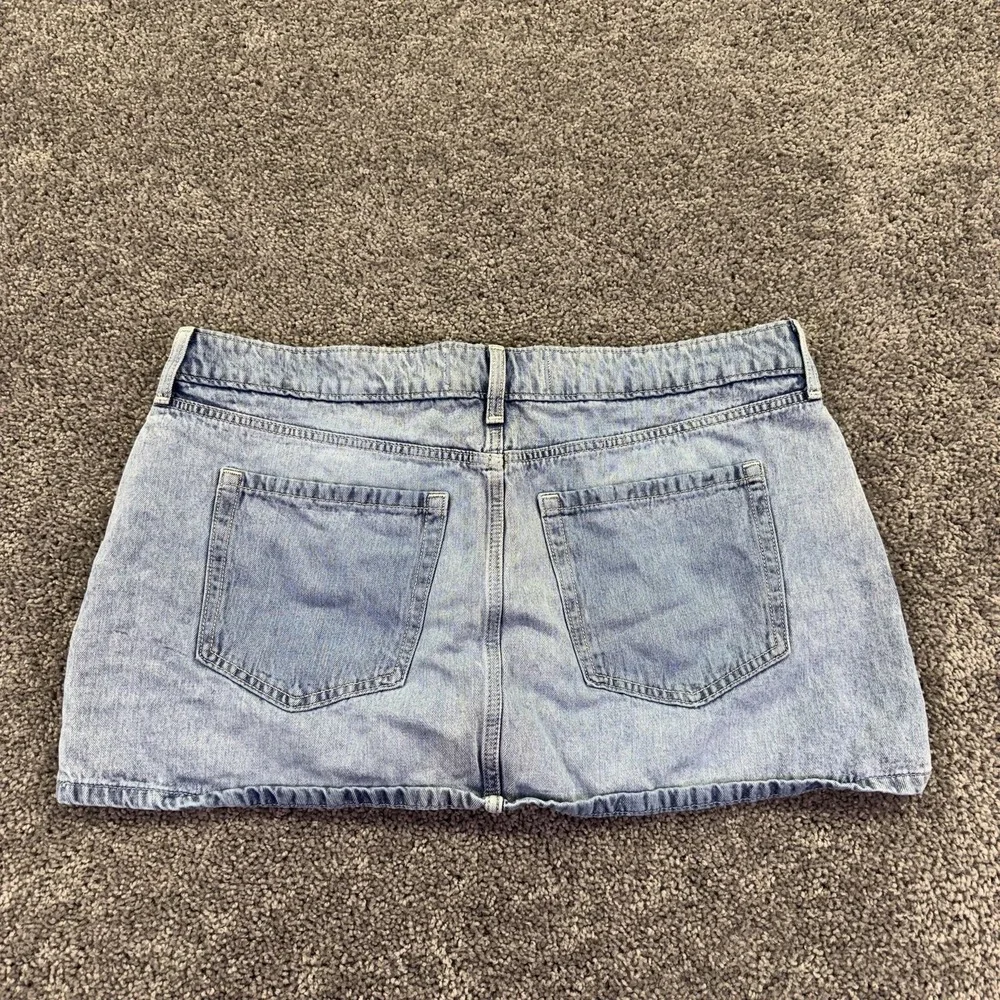 Hollister Skirt Womens 16 Blue Denim Mini Lined Pockets Casual Summer